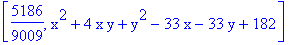 [5186/9009, x^2+4*x*y+y^2-33*x-33*y+182]